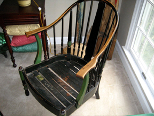 A polychrome Stickley Brothers 'Quaint American' chair from the Depression era. Fred Taylor photo.